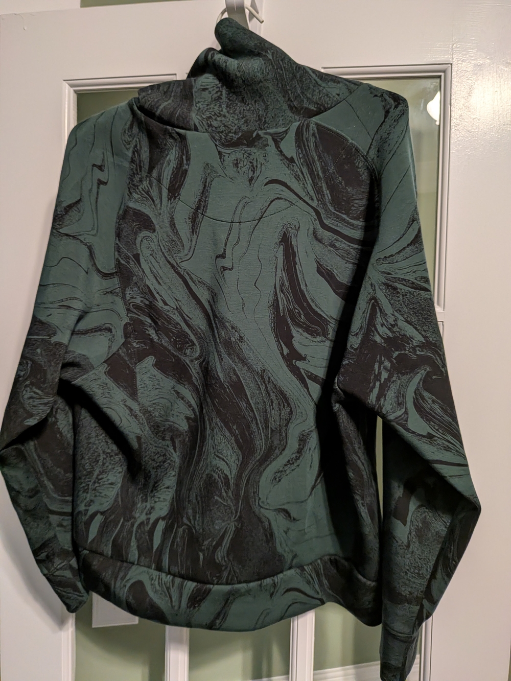Green & Black Marbled Zenergy Quarter-Zip Sweater Chico's Size 2 (Large) - Picture 2 of 3